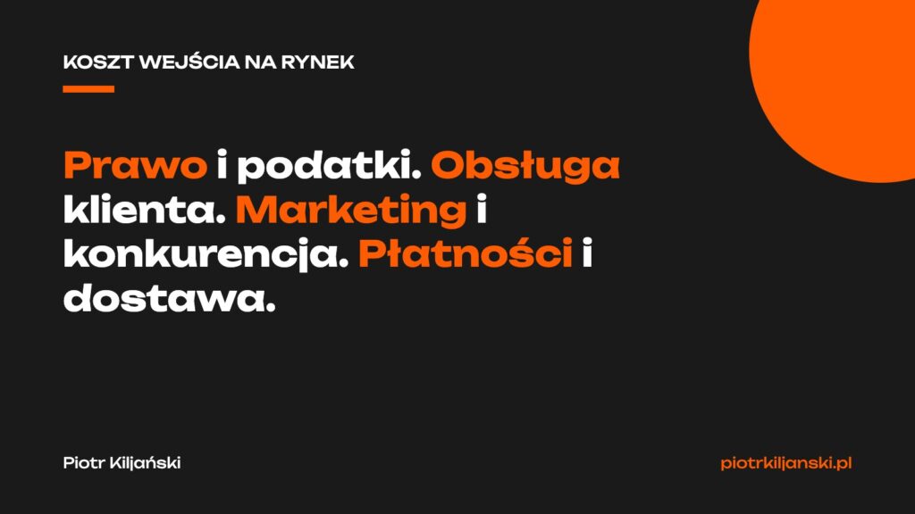 Koszt wejścia na rynek: prawo i podatki, obsługa klienta, marketing i konkurencja, płatności i dostawa
